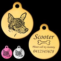 Miniature Fox Terrier Engraved 31mm Large Round Pet Dog ID Tag